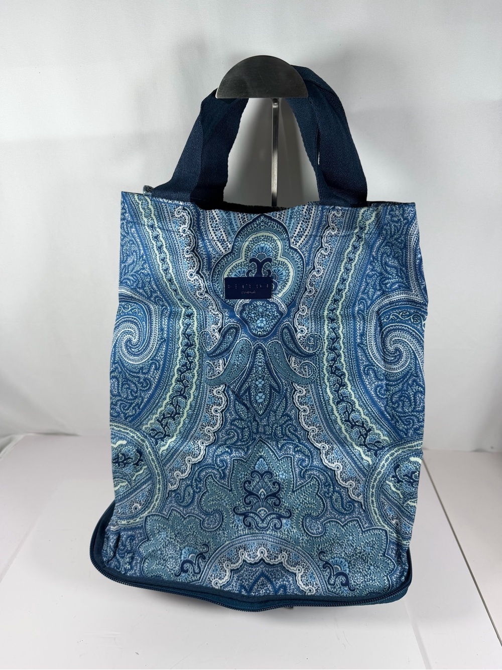 7102: NWT Etro Profumi Blue Paisley Foldable Tote Bag Made in Italy